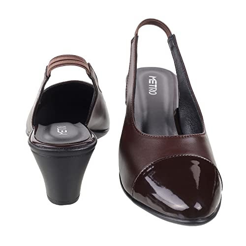 Metro Women's Brown Faux Leather Pointed Heel Formal Fashion Sandal UK/5 EU/38 (31-5149) - Image 5