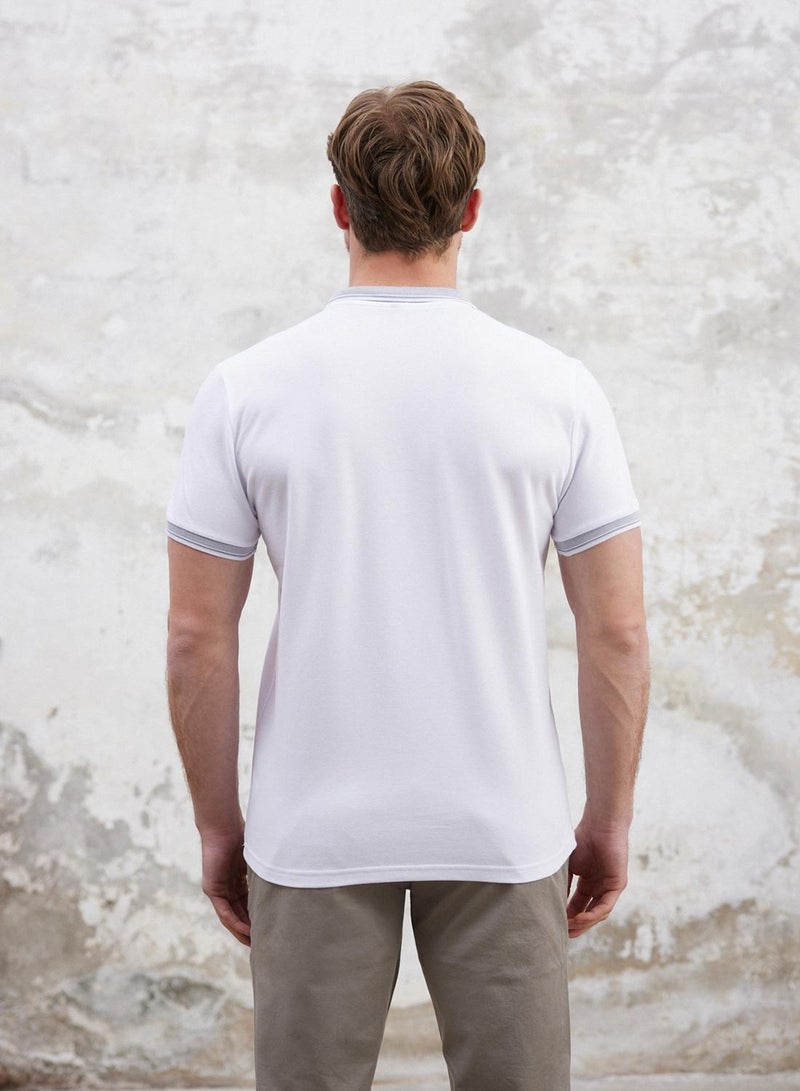 trendyol White Regular Cut Polo Neck T-Shirt - Image 4