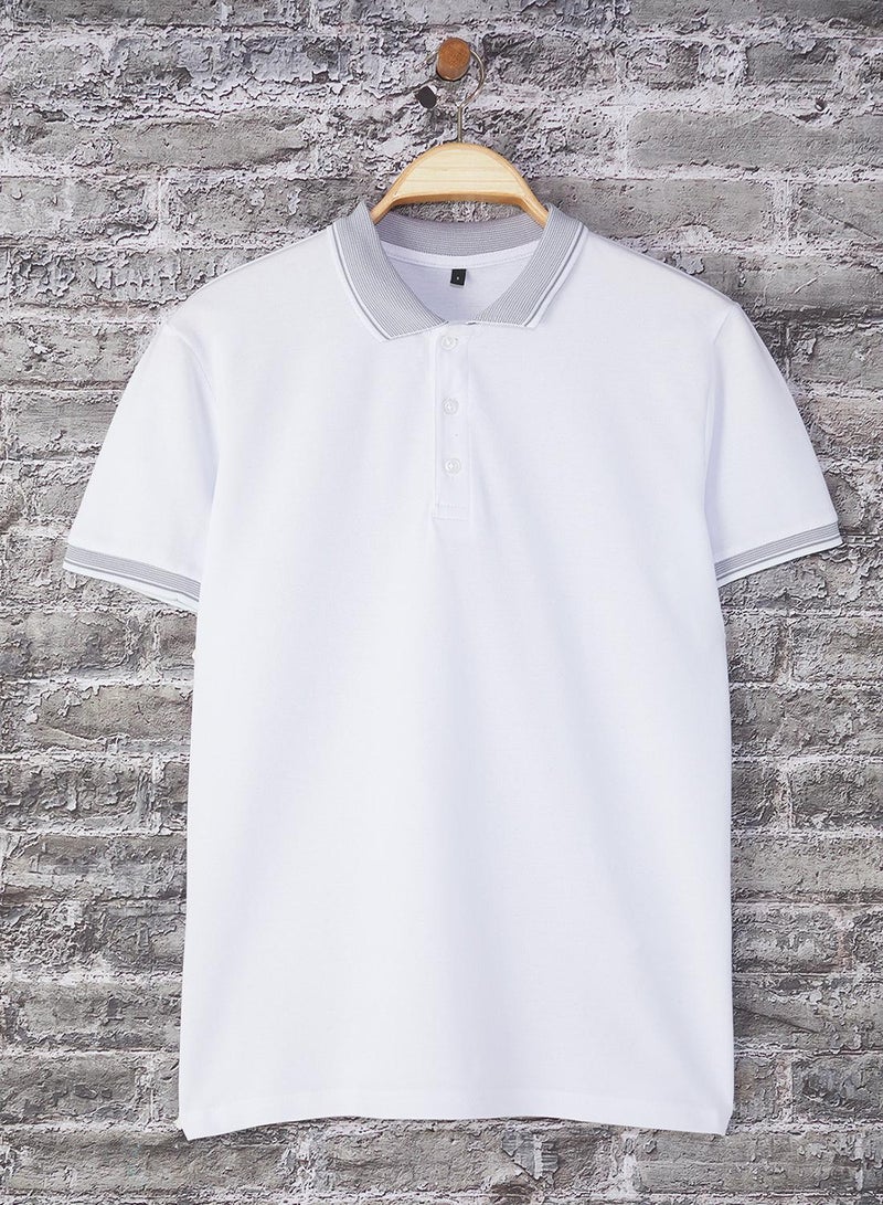 trendyol White Regular Cut Polo Neck T-Shirt - Image 5