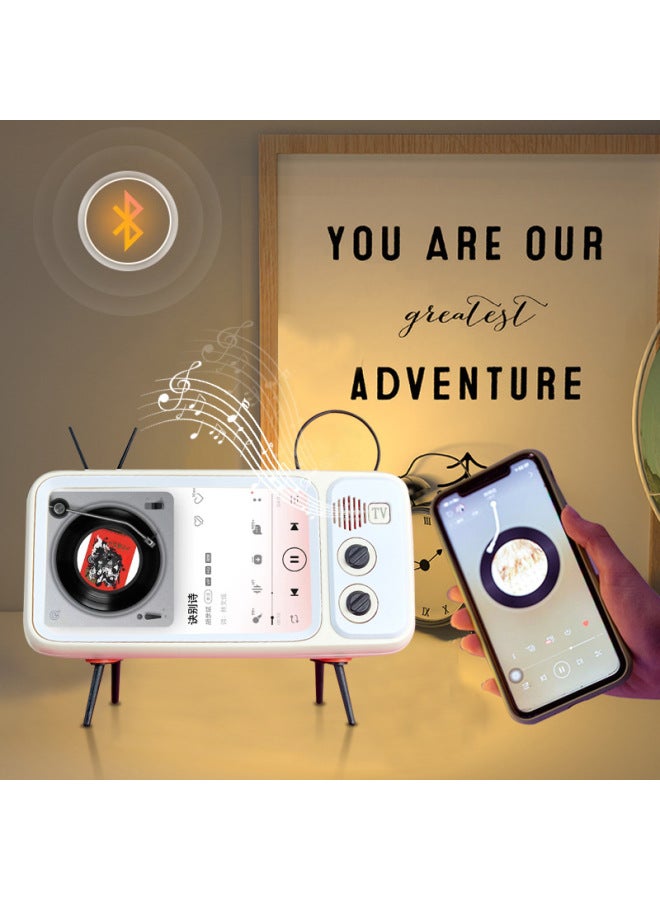 Creative Vintage Tv Bluetooth Speaker Mobile Phone Holder Desktop Support Bracket Digital Computer/mobile Phone Stand-Color:2022 Orange White Bluetooth Speaker  - Image 4