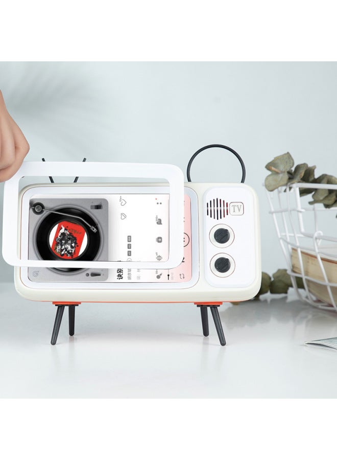 Creative Vintage Tv Bluetooth Speaker Mobile Phone Holder Desktop Support Bracket Digital Computer/mobile Phone Stand-Color:2022 Orange White Bluetooth Speaker  - Image 5
