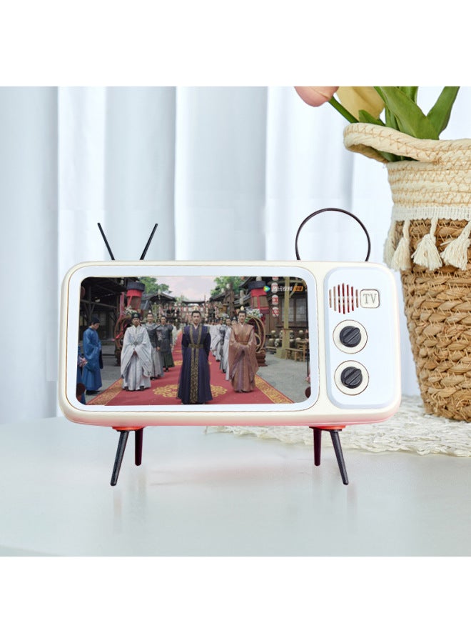 Creative Vintage Tv Bluetooth Speaker Mobile Phone Holder Desktop Support Bracket Digital Computer/mobile Phone Stand-Color:2022 Orange White Bluetooth Speaker  - Image 2