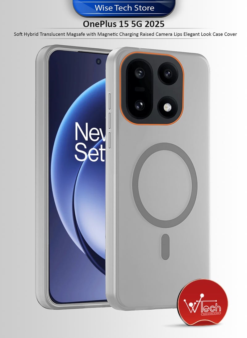 Wtech OnePlus 15 5G 2025 Hybrid Translucent Magsafe with Magnetic Charging Raised Camera Lips Elegant Look Case Cover (MCMPMN) - Grey - Image 1