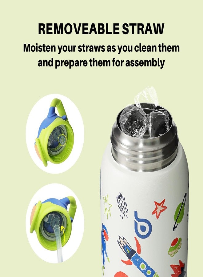 BOTTLE BOTTLE Kids Insulated Water Bottle with Straw Lid and Handle 16 oz Stainless Steel Vacuum Tumbler Water Bottles for School Outdoor Travel Gifts for Boys and Girls Astronaut - Image 3