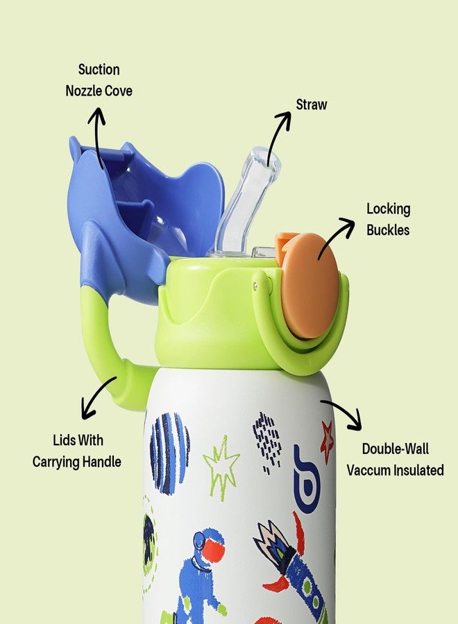 BOTTLE BOTTLE Kids Insulated Water Bottle with Straw Lid and Handle 16 oz Stainless Steel Vacuum Tumbler Water Bottles for School Outdoor Travel Gifts for Boys and Girls Astronaut - Image 5