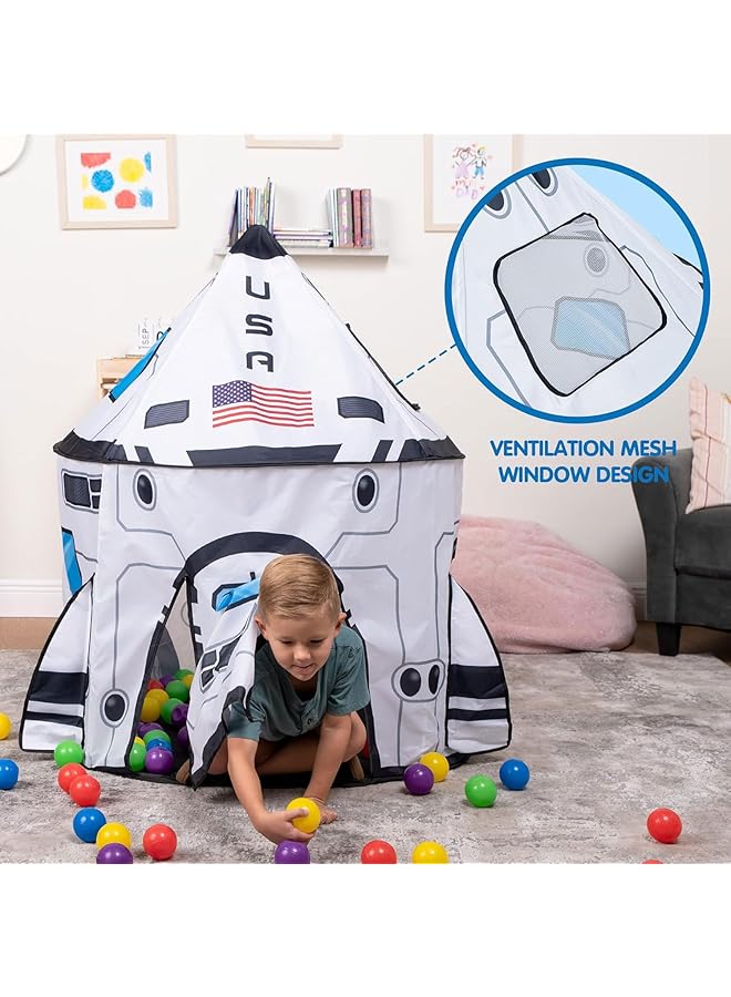 JOYIN White Rocket Spaceship Tent Playhouse For Kids Indoor And Outdoor Activity - Image 2