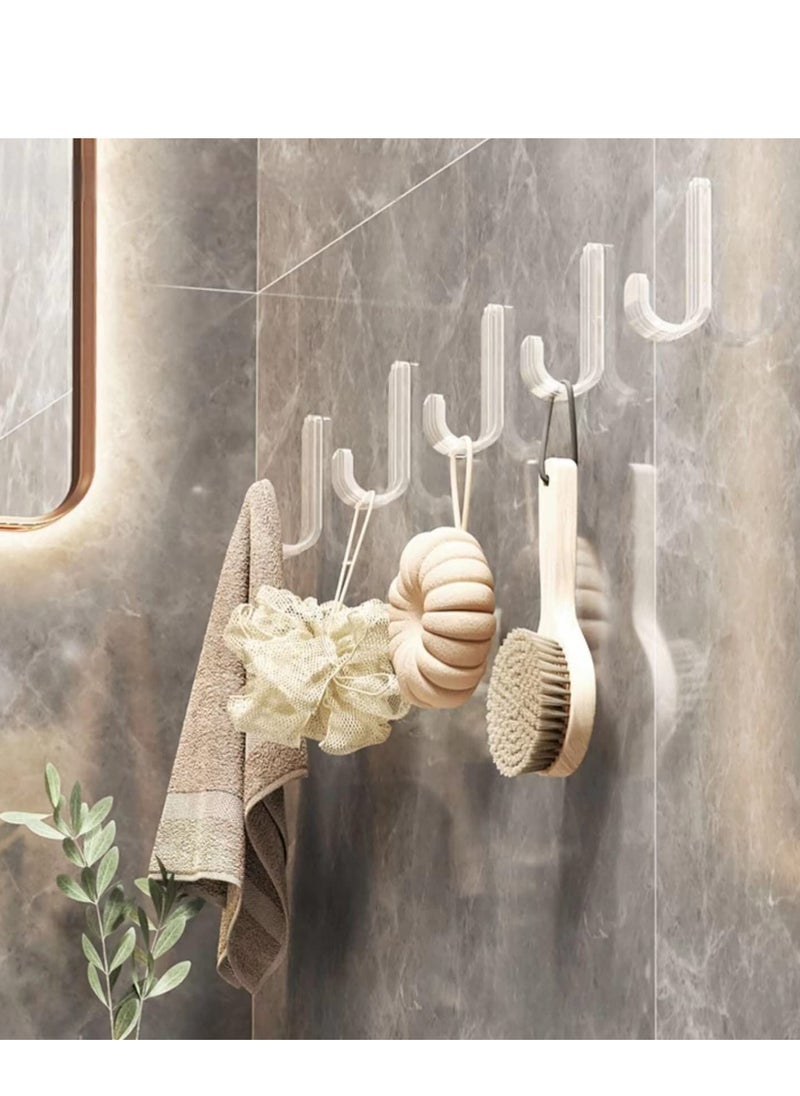 Acrylic Wall Hooks Reusable Seamless Hooks for Hanging Waterproof Adhesive Hooks Transparent Towel Bath Hooks Wall Hooks Stick on Bathroom or Kitchen 10PCS