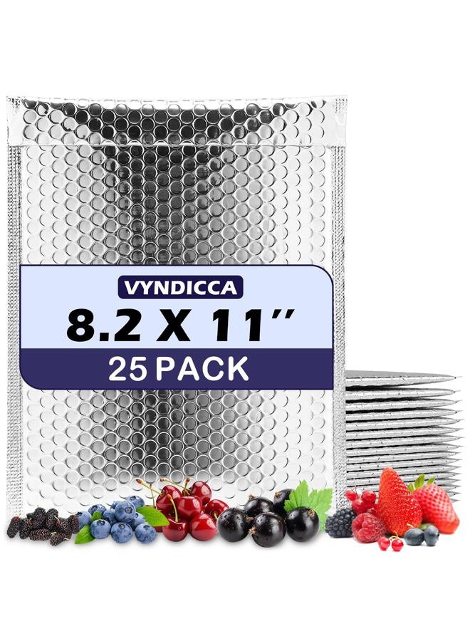 Vyndicca 25 Pack Thermal Bubble Mailers, 8.3 x 11 Inch Self Seal Foil Mailing Envelopes,Waterproof Metallic Bubble Mailer, Insulated Shipping Envelopes for Food, Cold Shipping, Cosmetics - Image 1