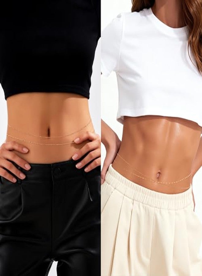 مجموعة سلاسل الجسم النسائية الفاخرة من سيرون، قطعتان، قابلة للتعديل، سلسلة ذهبية مثيرة للبطن والبطن، مناسبة للشاطئ، سلاسل كريستالية، هدية صيفية، سلسلة خصر مرصعة بأحجار الراين - Image 2