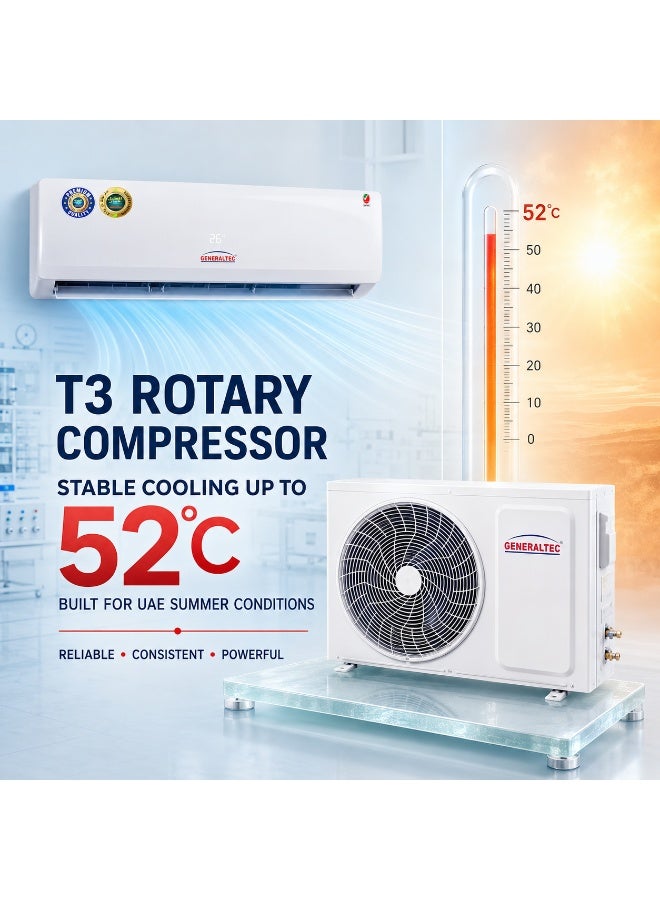 GENERALTEC 1.5 Ton Split Air Conditioner GSAC18-2C | T3 Rotary Compressor | Fast Cooling | 4-Way Swing | Golden Fin | Remote Control | Energy Efficient | 1 Year Full + 5 Year Compressor Warranty 2190 W GSAC18-2C white - Image 4