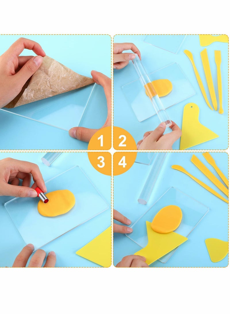 SYOSI Clay DIY Tool Set, Acrylic Clay Roller Sheet Plastic Scraper Backing Board Stainless Steel Round Circle Shape Cutter Plastic Polymer Clay Shaping Tool for DIY Craft Making 57 Pieces - Image 3