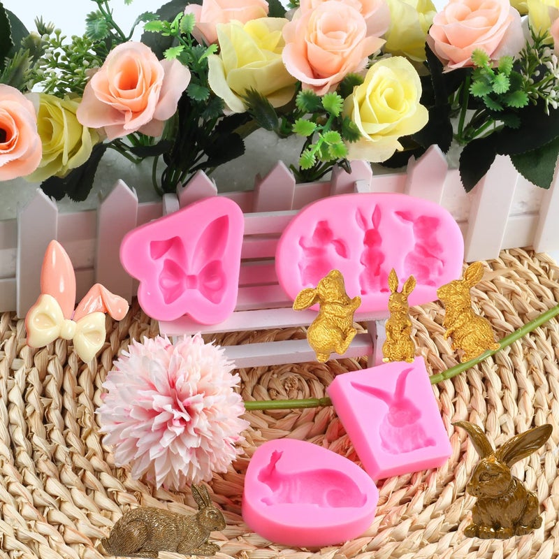 Mujiang Rabbit Fondant Mold Easter Bunny Ears Chocolate Candy Silicone Molds For Cake Decorating Set Of 4 - Image 3