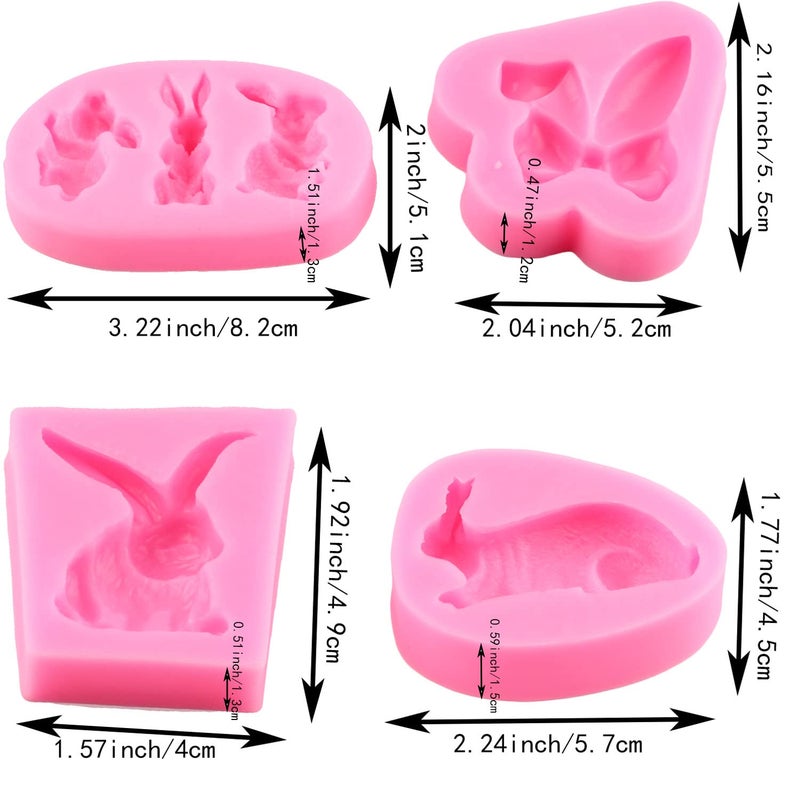 Mujiang Rabbit Fondant Mold Easter Bunny Ears Chocolate Candy Silicone Molds For Cake Decorating Set Of 4 - Image 2