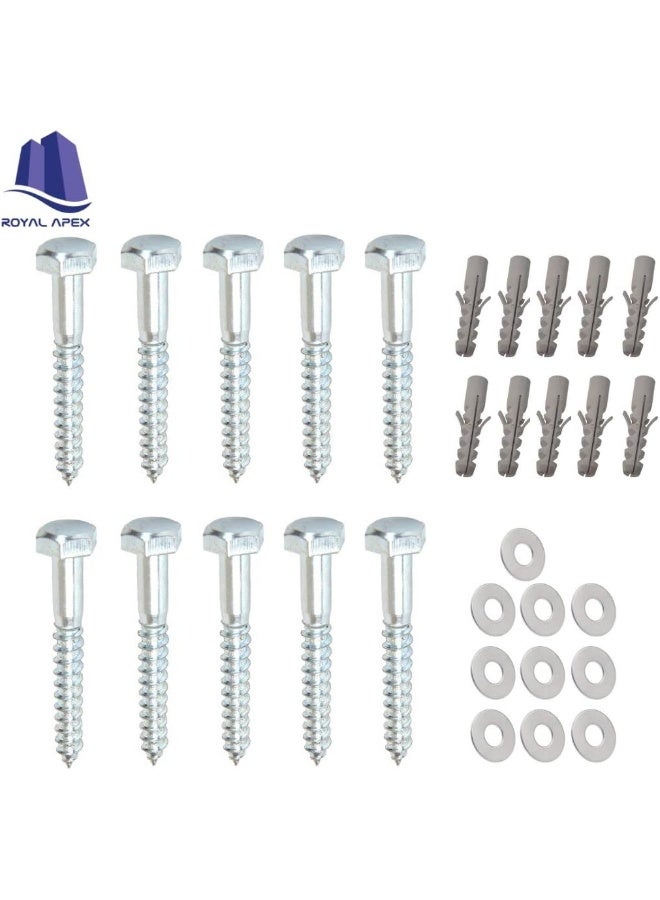 Royal Apex 10 Pcs Galvanized G.I Hex Head Coach Screws With Washer And Plug Wood Working For Holding Together Heavy Timber And Concrete Working. - Image 2