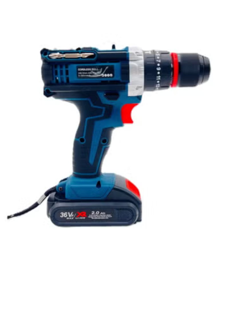 بوناي مجموعة أدوات مع مثقاب، مجموعة أدوات مثقاب لاسلكية، مجموعة أدوات كهربائية منزلية مع قطعتين بطارية ليثيوم أيون 36 فولت وشاحن لمجموعة الأدوات المنزلية - Image 5