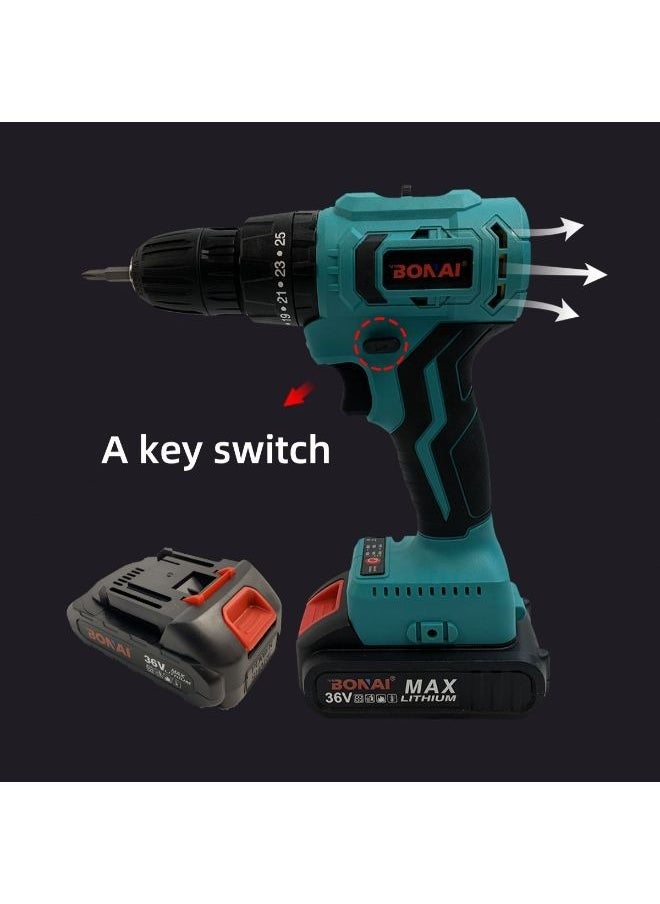 BONAI - Tool Set with Drill, Cordless Drill Tool Kit Household Power Tools Drill Set with 2 pcs 36V Li-Ion Battery & Charger for Home Tool Kit - Image 1