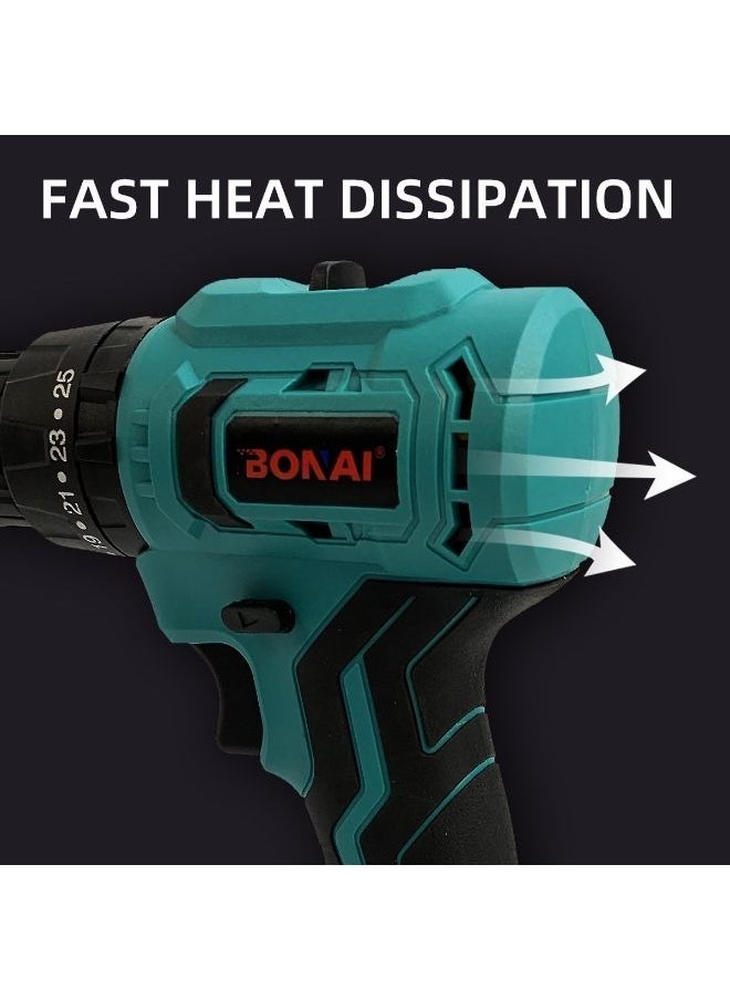 BONAI - Tool Set with Drill, Cordless Drill Tool Kit Household Power Tools Drill Set with 2 pcs 36V Li-Ion Battery & Charger for Home Tool Kit - Image 1