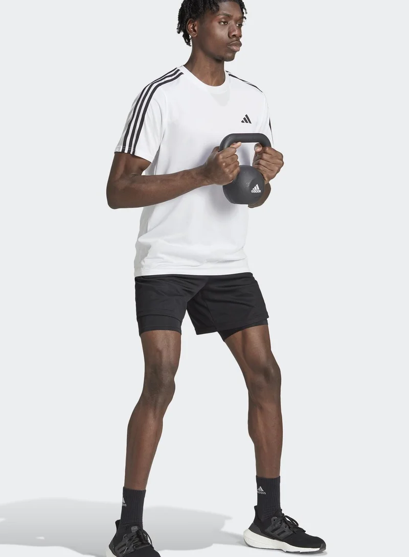 adidas تيشيرت أساسي للتدريب 3 خطوط للرجال