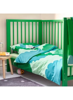 erorex 3-piece bedlinen set for cot, green/turquoise, 60x120 cm  - Image 5