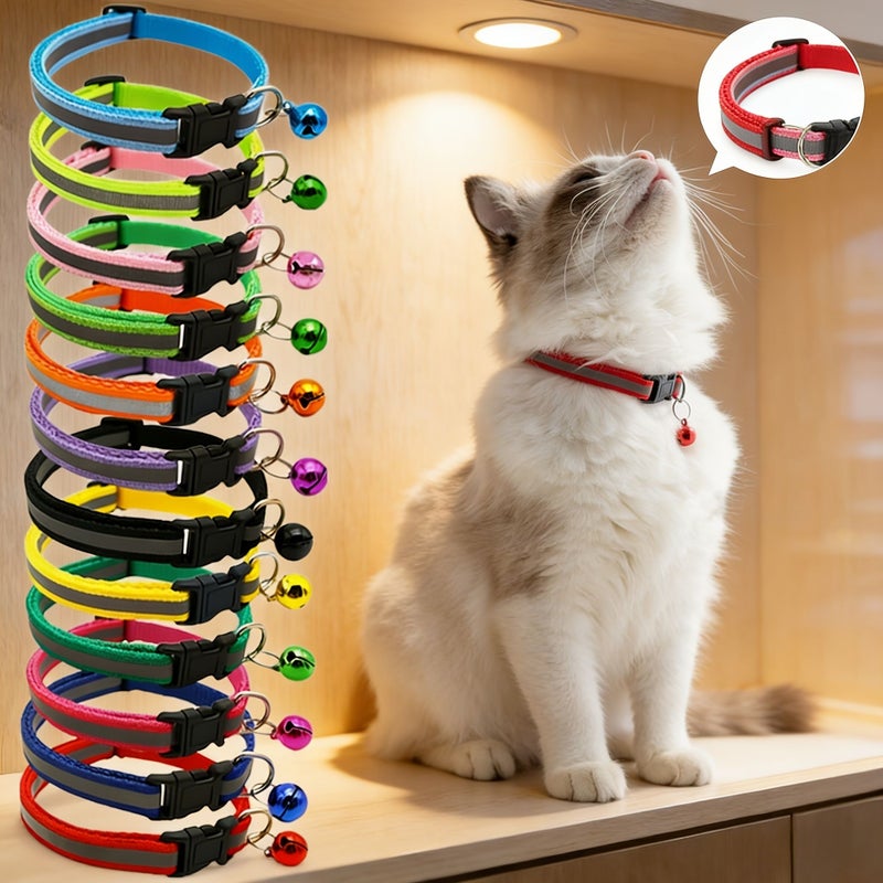 2 Pcs Per Pack Reflective Safety Buckle Pet Collar Light Purple Woven Webbing Adjustable Length 7.48 To 12.6 Inches For Cats And Small Dogs - Image 1