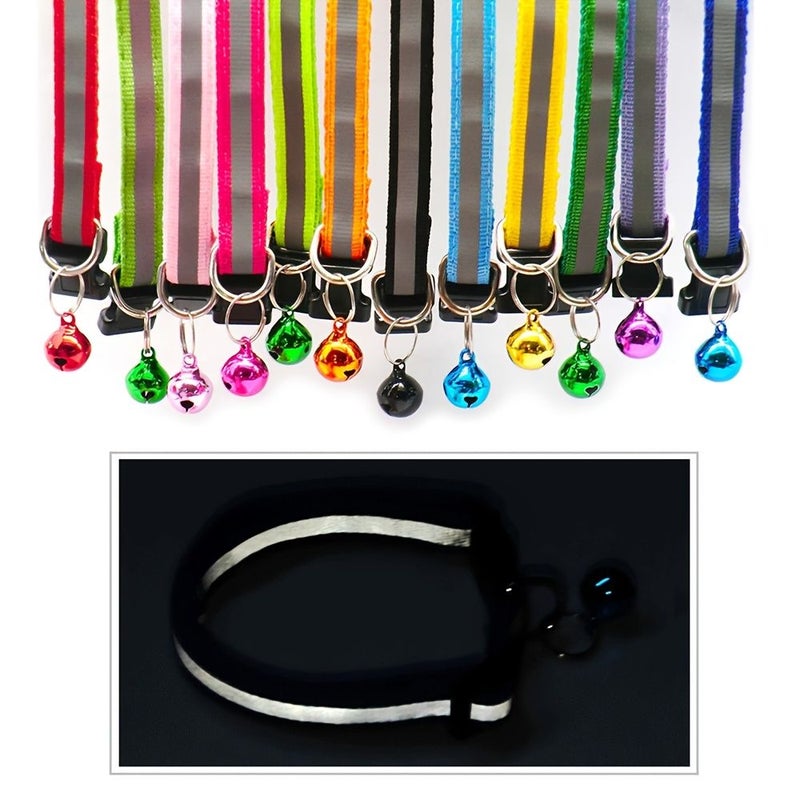 2 Pcs Per Pack Reflective Safety Buckle Pet Collar Light Purple Woven Webbing Adjustable Length 7.48 To 12.6 Inches For Cats And Small Dogs - Image 2