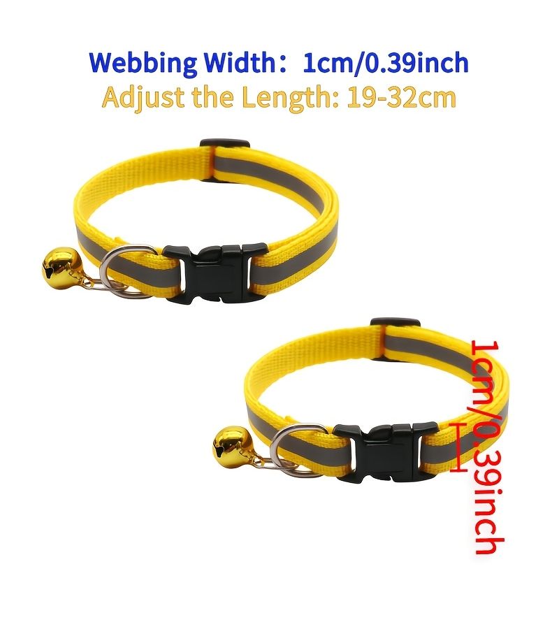 2 Pcs Per Pack Reflective Safety Buckle Pet Collar Light Purple Woven Webbing Adjustable Length 7.48 To 12.6 Inches For Cats And Small Dogs - Image 5