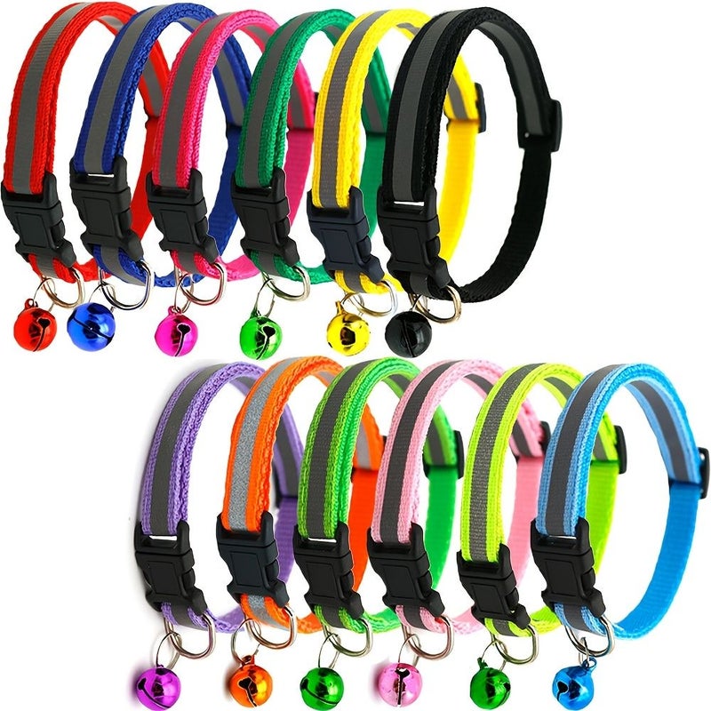 2 Pcs Per Pack Reflective Safety Buckle Pet Collar Light Purple Woven Webbing Adjustable Length 7.48 To 12.6 Inches For Cats And Small Dogs - Image 4