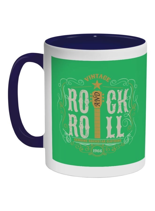 RYN Rock And Roll Printed Coffee Mug Blue/Green/White 325ml