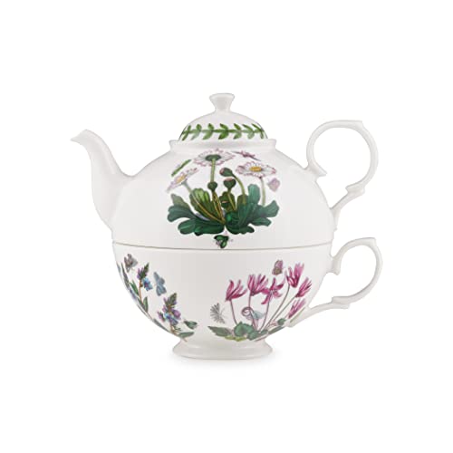 Portmeirion Botanic Garden Tea for One | Teapot, Cup, and Saucer Set | Tea Set for One with Assorted Floral Motifs | Made from Porcelain | Dishwasher Safe - Image 1