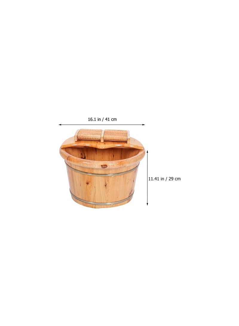 جي جوت مجموعة واحدة من حوض القدم الخشبي وحوض القدم الخشبي وحوض باديكير وغسالة وتدليك سبا مع غطاء وجهاز تدليك من الخرز للمنزل للنساء والرجال - Image 4