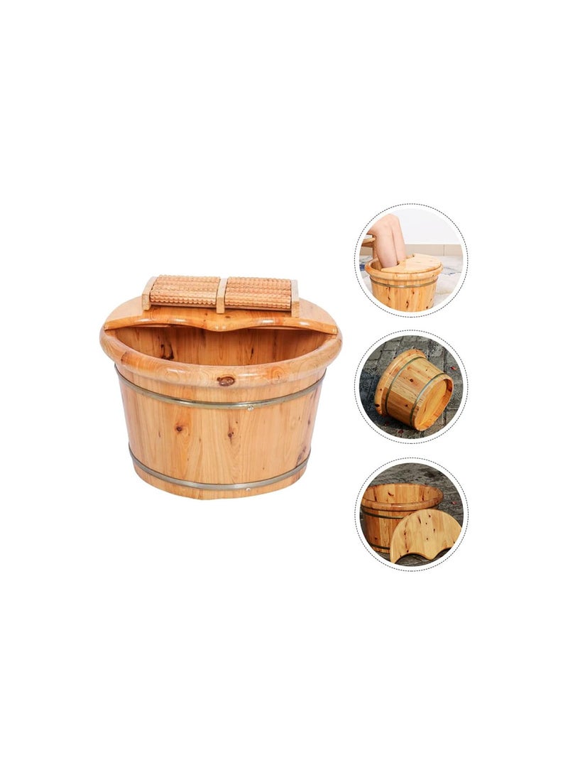 جي جوت مجموعة واحدة من حوض القدم الخشبي وحوض القدم الخشبي وحوض باديكير وغسالة وتدليك سبا مع غطاء وجهاز تدليك من الخرز للمنزل للنساء والرجال - Image 5