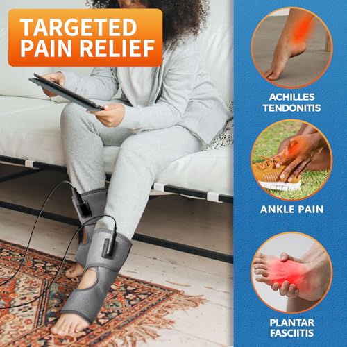 sticro 1 Pair Ankle Heating Pad for Feet Achilles Tendonitis Relief, Heated Ankle Brace Foot Heating Pad Wrap for Sprained Ankle, Arthritis Foot Heel Pain Relief (Gray) - Image 4