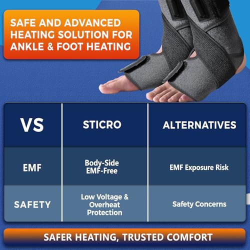 sticro 1 Pair Ankle Heating Pad for Feet Achilles Tendonitis Relief, Heated Ankle Brace Foot Heating Pad Wrap for Sprained Ankle, Arthritis Foot Heel Pain Relief (Gray) - Image 2