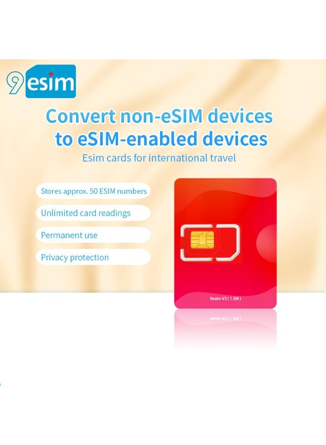 9 إيسيم 9إيسيم ڤي 3 محول eSIM بطاقة كتابة – محول eSIM فعلي إلى SIM، تنزيل غير محدود للملفات التعريفية، تبديل قائمة STK، إدارة الملفات التعريفية عبر تطبيق أندرويد، متوافق مع iOS وأندرويد وأجهزة الراوتر (بدون قارئ) - Image 2