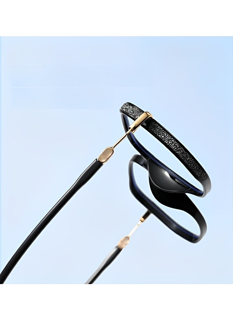Women's Anti-Blue Light Reading Glasses Portable Fashion Ultra Light Reader Large Frame Multifocal Glasses Computer Readers