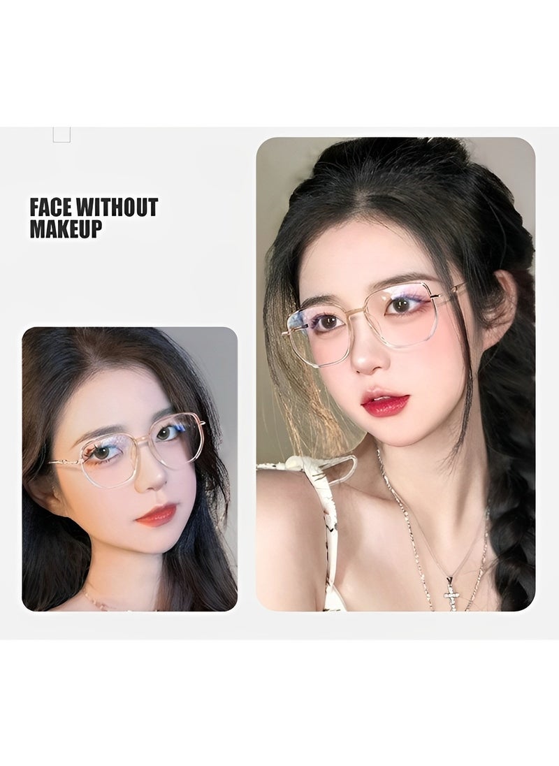 Women's Anti-Blue Light Reading Glasses Portable Fashion Ultra Light Reader Large Frame Multifocal Glasses Computer Readers