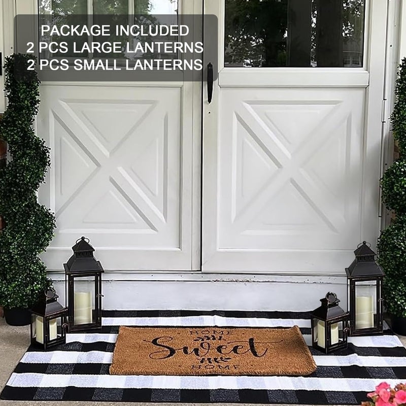 NEEDOMO Bronze Metal Lanterns Decorative Outdoor & Indoor, Set of 4 (17" & 10") with Glass, Candle Holder for Porch, Patio, Garden, Balcony, Wedding, Table Centerpiece Decorations - Image 3