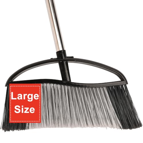 Heavy Duty Outdoor Broom  157 Wide Long Handle Angle Broom with Stiff Bristles for Patio Garden Garage Yard Black