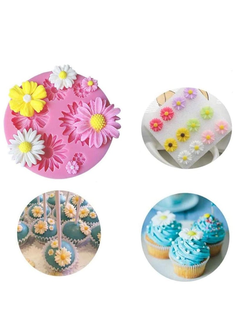 Flower Candy Mould, Chocolate Mould Polymer Clay DIY Crafting Projects and Cake Decoration Silicone Fondant Baking Kitchen Tool For Wedding Birthday, 4 Pcs - Image 2