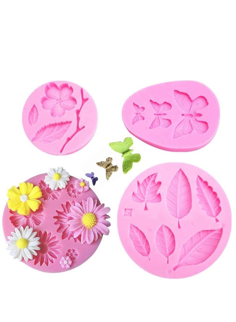 Flower Candy Mould, Chocolate Mould Polymer Clay DIY Crafting Projects and Cake Decoration Silicone Fondant Baking Kitchen Tool For Wedding Birthday, 4 Pcs - Image 1