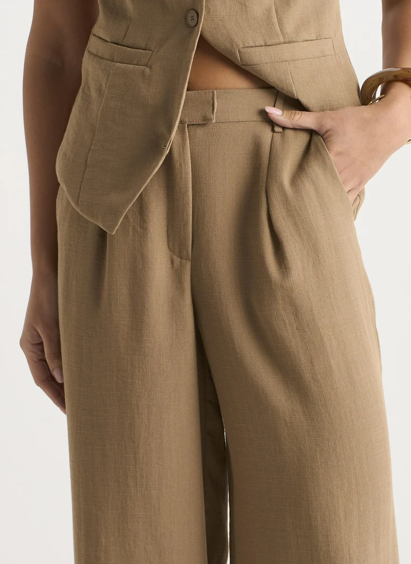 Gini London  Camel Tailored Wide Leg Trousers for Women | Best Price UAE