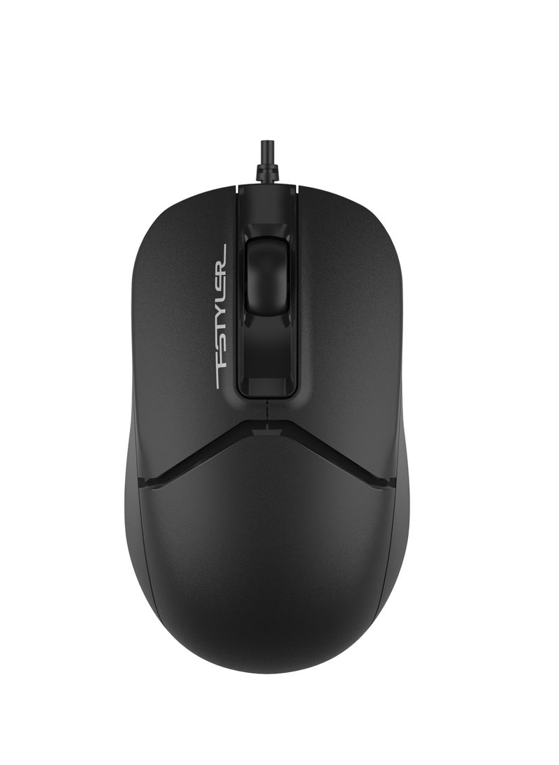A4TECH Fstyler Silent Wired Mouse FM12ST, Dust-Resistant Wheel, Suitable for all device with USB-C and USB-A port, Black  - Image 1