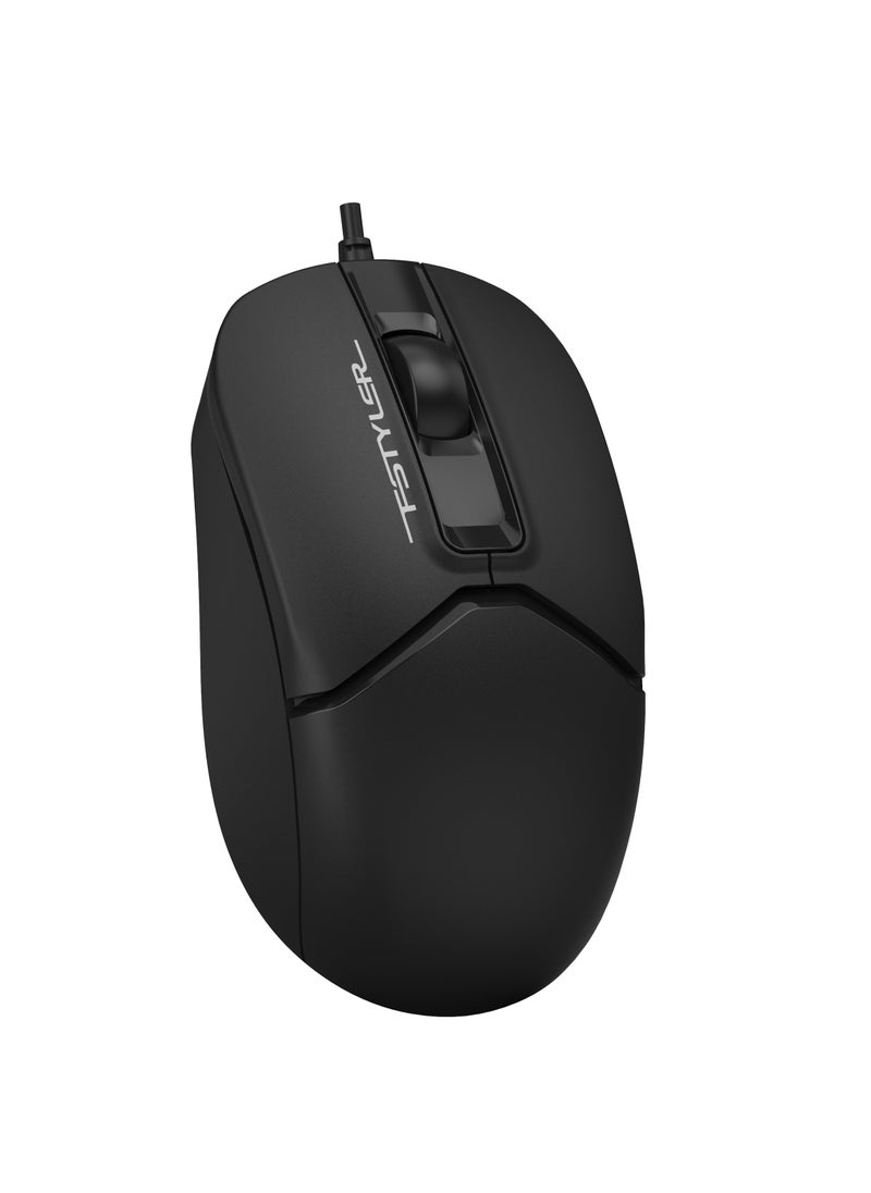 A4TECH Fstyler Silent Wired Mouse FM12ST, Dust-Resistant Wheel, Suitable for all device with USB-C and USB-A port, Black  - Image 2