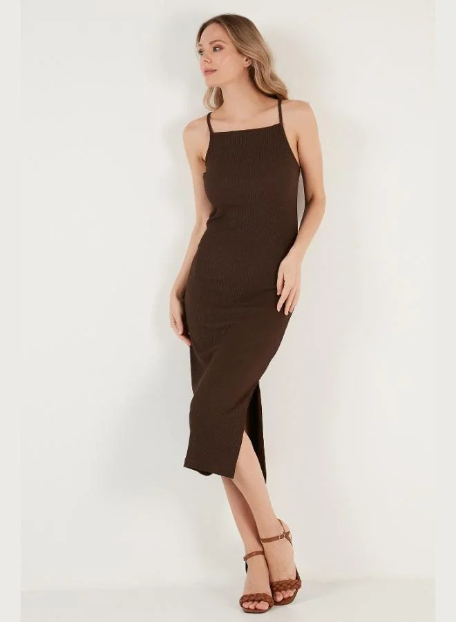 ليلا فستان ميدي ضيق بفتحة للنساء