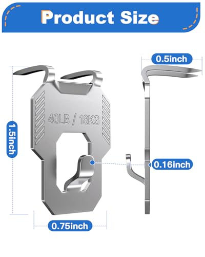 LZC 40Pcs Drywall Picture Hanger Claw: Holds Up to 40Lbs Easy Tool-Free Nail-Free Wall Hooks for Hanging Picture Mirror Photo Poster Kit - No Damage Heavy Duty Wall Hanger for Room Office Decor - Image 2