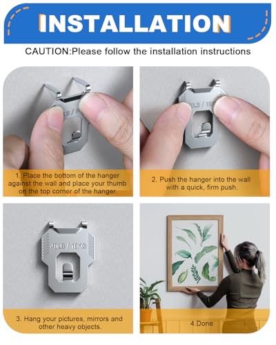 LZC 40Pcs Drywall Picture Hanger Claw: Holds Up to 40Lbs Easy Tool-Free Nail-Free Wall Hooks for Hanging Picture Mirror Photo Poster Kit - No Damage Heavy Duty Wall Hanger for Room Office Decor - Image 4