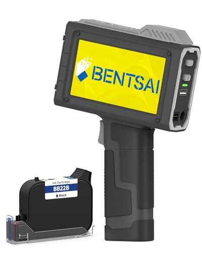 Bentsai طابعة الحبر النفاث المحمولة BENTSAI سلسلة BTHH62 المطورة حديثًا مع قدرة تشغيل طويلة تصل إلى 16 ساعة للاستخدام على أرقام الدُفعات، تواريخ الأكواد، الشعارات، الأرقام التسلسلية، رموز QR على البلاستيك، الكرتون، الخشب، المعدن 05 بوصة مع حساس - Image 1