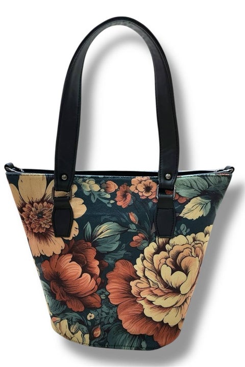 Women’s Multicolor Hand and Crossbody Bag with Printed Fabric Design”