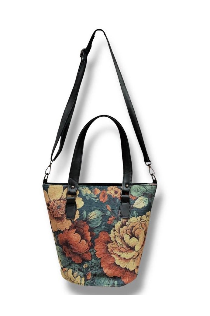 Women’s Multicolor Hand and Crossbody Bag with Printed Fabric Design”  - Image 2