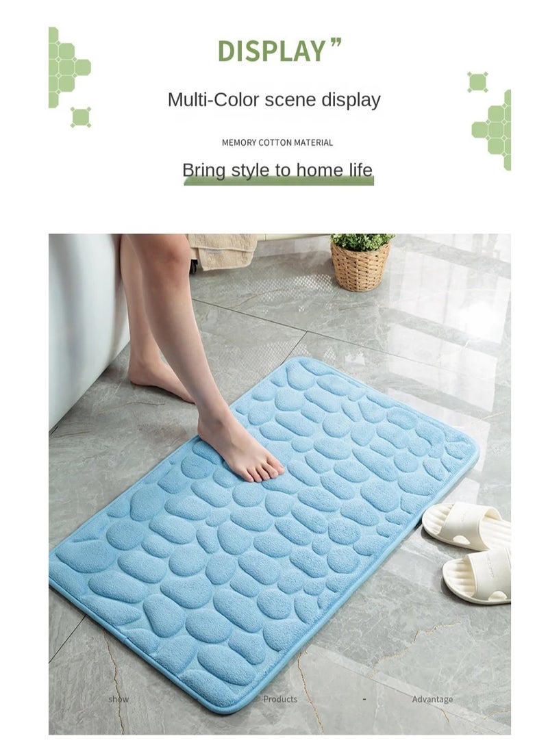Bluejw 1-Piece Size Is 40x60 Cm Household Cobblestone Embossed Doorstep Carpet Doormat Bathroom Minimalist Wind Absorbent Foot Mat Bathroom Anti-Skid Mat Floor Mat - Image 2